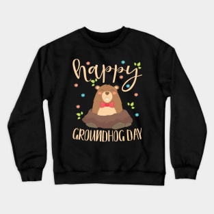 Happy Groundhog Day Funny Groundhog Clipart Gift Crewneck Sweatshirt